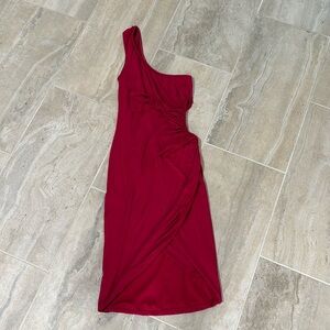 One Shoulder Cutout Ruched Bodycon Dress